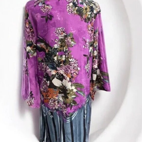 Peter Nygard Women’s Kimono Layering Top Lined Colorful Patterns Boho Robe - Picture 4 of 4